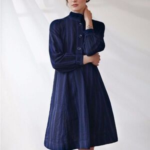 Toast UK US size 12 Blue Striped Swing Dress cotton and wool. Season 2016.